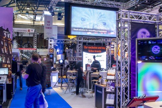 stands in an exhibition hall at The Association of British Theatre Technicians show