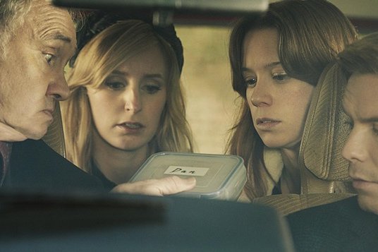 group of friends in a car in a scene from Burn Burn Burn