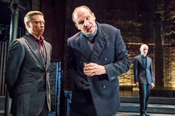 Ralph Fiennes on stage as Richard III at the Almeida Theatre