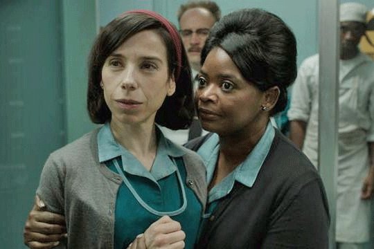 Sally Hawkins with Octavia Spencer in a scene from The Shape of Water